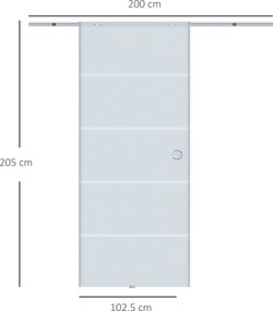 HOMCOM Drzwi Przesuwne Szklane Satynowane do Pokoju 900 x 2050 mm Eleganckie i Praktyczne | Aosom PL