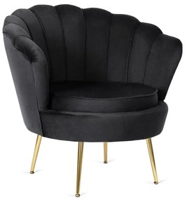 Czarny fotel muszelka w stylu glamour - Batiso