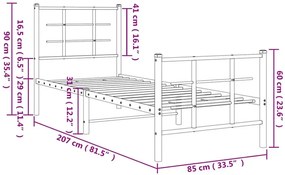 Białe pojedyncze łóżko metalowe 80x200 cm - Alester