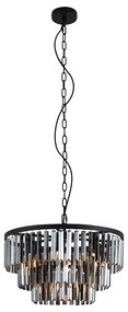 Nowoczesny żyrandol czarny z przydymionym szkłem, 9-punktowy - Amel Nowoczesny Oswietlenie wewnetrzne