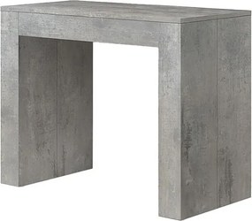 Wysuwana drewniana konsola, wykończenie cementowo-szare 90×45-90×300 cm - LERICI