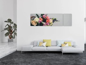 Obraz kosza z kwiatami (170x50 cm)