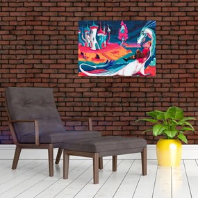 Obraz na szkle - Książę i smocza księżniczka (70x50 cm)