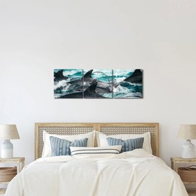 Obraz - Delfiny w oceanie (z zegarem) (90x30 cm)
