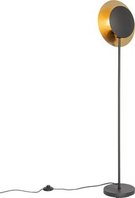 Lampa podłogowa art deco czarna ze złotem - Emilienne