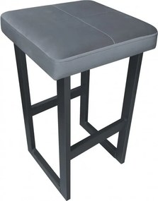 Hoker ALEX krzesło barowe tkanina Welur podstawa metalowa : Kolor Stelaża - Grafit, Kolor tkaniny - VELVET - BL14, Wysokość - 75 cm