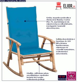 Bujany fotel do ogrodu bambusowy z jasnoniebieską poduszką - Stella