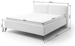 Beżowe tapicerowane łóżko dwuosobowe ze schowkiem i stelażem 180x200 cm Matera – Meise Möbel