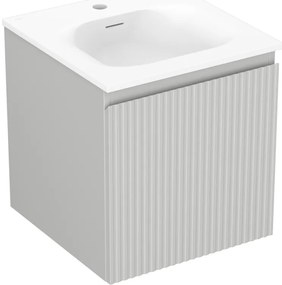 Mexen Rivel szafka łazienkowa 45 cm z umywalką Vela, 1 szuflada, ryflowana , szara mat/biała mat - 91A20-04547-1-BF62-W23M01