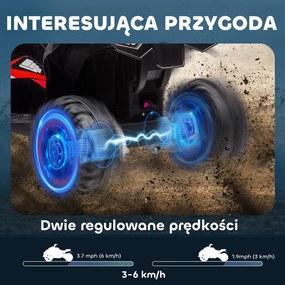 HOMCOM Elektryczny Quad dla Dzieci, Światła LED, Odtwarzacz MP3, Amortyzatory, Ergonomiczne Siedzenie, Czerwony+Czarny
