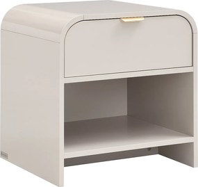 Szafka nocna z 1 szufladą i 1 wnęką - MDF - Beżowa i złota - ORALINO