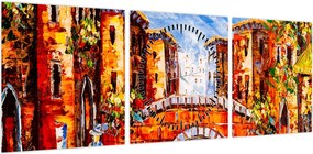 Obraz - Obraz olejny przedstawiający miasto III. (z zegarem) (90x30 cm)