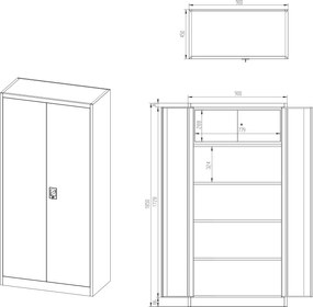 Dwudrzwiowa szafa aktowa z sejfem Tomasz 90x45x185 cm antracyt