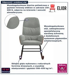 Jasnoszary bujany fotel do salonu E9-T50
