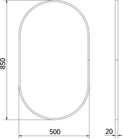 Mexen Loft lustro łazienkowe owalne 85 x 50 cm, rama czarna - 9851-085-050-000-70