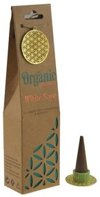 Zestaw pachnących organicznych kadzidełek WhiteSage, 12 szt., z ceramicznym stojakiem