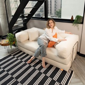 Beżowa rozkładana sofa z materiału bouclé 180 cm Bloom – TemaHome