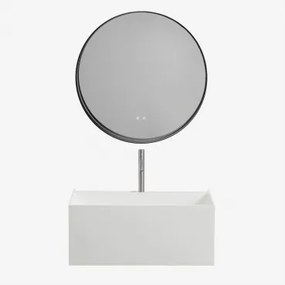 Zestaw Wiszących Mebli Łazienkowych Z Żywicy Zintegrowany Z Umywalką I Oświetleniem Led Nerine - Sklum