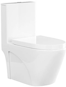 Miska WC stojąca z białej błyszczącej ceramiki - Odpływ poziomy - NAGILAM