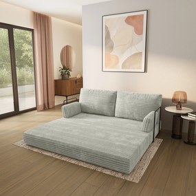 Masseno Sofa piankowa SILAR z funkcją spania, Kanapa z pianki do salonu, Bezmontażowa, Tkanina sztruksowa – Jasnoszary TILIA 83