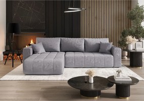 Narożnik z funkcją spania MILO Monolith 70 jasnoniebieski lewy sofa w kształcie L z pojemnikiem na pościel sofa do salonu, sofa rozkładana, sofa z pojemnikiem