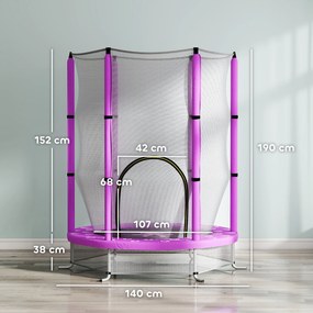 AIYAPLAY Trampolina dla dzieci z siatką bezpieczeństwa, do użytku wewnętrznego i zewnętrznego, 3-6 lat, Fioletowy