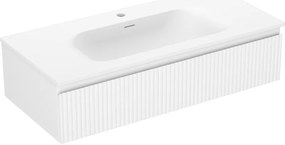 Mexen Rivel szafka łazienkowa 100 cm z umywalką Vela, 1 szuflada, ryflowana , biała mat - 91A20-10023-1-BF01-W23M01