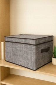 Organizer tekstylny Granatowy 50x40x30 cm pokrywka pudełko do domu salonu