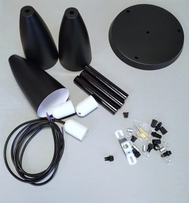 Lampa sufitowa metalowa z kloszem wiszącym AT22-3SZ-Czarna