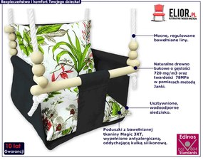 Wodoodporna huśtawka kubełkowa dla dzieci liście G3-G98