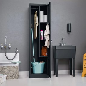 Metalowa szafa gospodarcza wąska Agnes 50x50x185 cm, antracyt