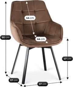 Krzesło Tapicerowane Obrotowe do Salonu LUNA Brązowe Nowoczesne Loft