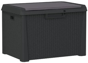 Antracytowa skrzynia ogrodowa z poduszką na siedzisku T1-K94