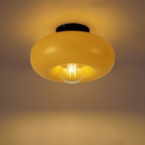 Lampa sufitowa retro czarna z żółtym szkłem 30cm - Glaze