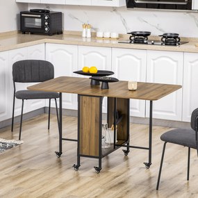 HOMCOM Mobilny Składany Stół, 2 Rozkładane Powierzchnie, 130 cm x 80 cm x 74 cm, Brązowy