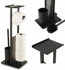 Stojak na papier toaletowy i szczotkę do WC z półką na telefon HYLLA,  65 cm