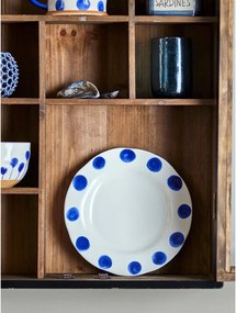 Białe/niebieskie kamionkowe talerze zestaw 3 szt. deserowe ø 22 cm Linora – Bloomingville