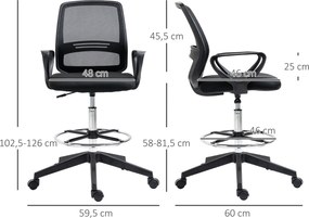 Vinsetto Fotel biurowy ergonomiczny obrotowy z regulacją wysokości czarny nowoczesny design | Aosom PL