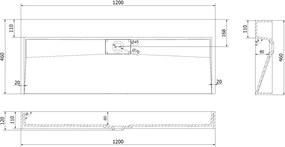 Mexen Ava umywalka nablatowa z konglomeratu B/O 120 x 46 cm, biała - 23011200