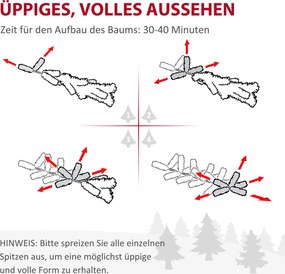 HOMCOM Sztuczna Choinka, Realistyczny Wygląd, Szybki Montaż, Tworzywo sztuczne, Zielony, 136 x 136 x 180cm | Aosom PL