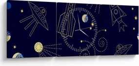 Obraz - Wszechświat (z zegarem) (90x30 cm)