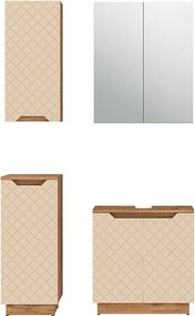 Zestaw mebli łazienkowych dąb/kaszmir ze strukturą płytek 59.8x32x62.1 lotta