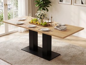 Prostokątny rozsuwany stół jadalniany 140/180x70x75 cm - 6 do 8 osób - Gruby blat - MDF - Naturalny