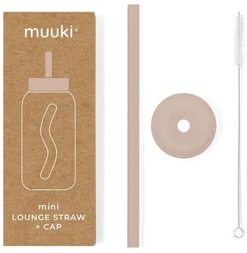 Silikonowa słomka z wieczkiem i szczoteczką w komplecie Desert Rose – Muuki