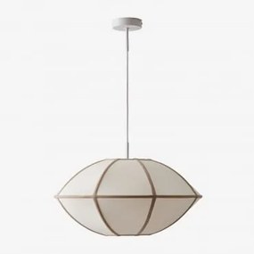 Lampa Sufitowa Lniana Patraix Biała & Pszeniczny Brąz Ø50 Cm - ↑25 Cm Patraix - Sklum
