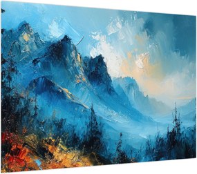Obraz na szkle - Malowanie gór (70x50 cm)