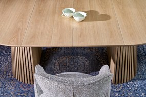 Stół Okrągły do jadalni rozkładany MDF kolor naturalny 120-210/120/77 cm FARGO