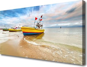 Obraz canvas Kolorowe Łodzie na Brzegu