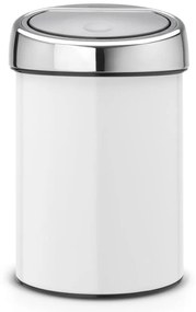 Biały stalowy kosz na śmieci otwierany na dotyk 3 l Touch Bin – Brabantia