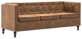 3-osobowa Sofa James 3Q w stylu Chesterfield - brąz